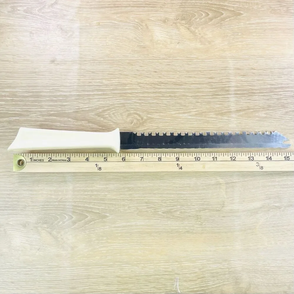 Vintage Quikut Quikkle Knife Stainless 2 Edge Serrated Cross Cut Edge 9.5 inch